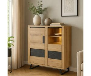 Buffet haut contemporain bois effet céramique HORACE
