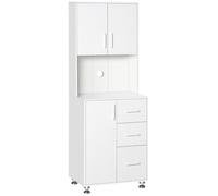 Buffet haut cuisine - HOMCOM - 3 portes, 3 tiroirs et plan de travail - panneaux de particules - 60 x 40 x 160 cm - blanc