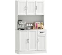 Buffet haut cuisine - HOMCOM - 6 portes, 1 tiroir, 1 compartiment ouvert, étagères réglables - bois - 100 x 39,5 x 180,5 cm - blanc