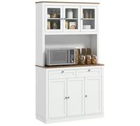 Buffet haut cuisine - HOMCOM - 6 portes, 2 tiroirs, étagères réglables - MDF et panneau de particules - 100x40x180cm - blanc
