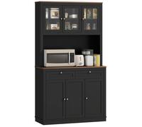 Buffet haut cuisine - HOMCOM - 6 portes, 2 tiroirs, étagères réglables - MDF et panneau de particules - 100x40x180cm - noir