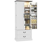 HOMCOM Buffet Haut Cuisine avec LED à Capteur 2 Portes 76x39,5x183cm Blanc