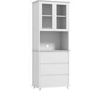 HOMCOM Buffet de Cuisine Meuble de Rangement Placard 2 Portes 3 tiroirs et Niche Centrale dim. 68L x 38l x 172H cm en Bois Blanc