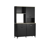 HOMCOM Buffet de Cuisine Armoire de Cuisine Buffet de Salle à Manger 3 niches Ouverts 3 placards avec Porte et 1 tiroir 119 x 41 x 180 cm Noir
