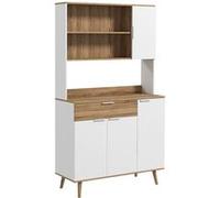 HOMCOM Armoire de Cuisine, Buffet de Cuisine, 4 Portes avec étagères réglables, 1 tiroir, Design scandinave, 98 x 39 x 180 cm, Blanc et Naturel