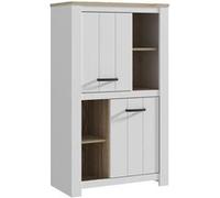Buffet haut - ELARA - Chene / Blanc mat - 2 portes - 4 niches - 86,7 x 42,2 x 147,1 cm Blanc