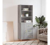 Buffet Haut Élégant avec Dessus, Armoire de Rangement Étagère, Bois d'Ingénierie Gris Sonoma Stable, 180 cm Hauteur pour Salon Salle à Manger Chambre