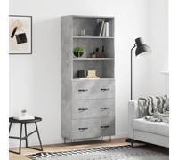 Buffet Haut Élégant avec Dessus, Armoire de Rangement Moderne Gris Béton 180 cm, Meuble Salon et Salle à Manger en Bois d'Ingénierie Stable, Design Contemporain pour Séjour