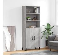 Buffet Haut Élégant avec Dessus, Meuble de Rangement Salon et Salle à Manger, Bois d'Ingénierie Gris Sonoma Stable, 69.5x34x180 cm, Grand Espace de Stockage