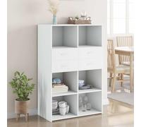 Buffet Haut Élégant Blanc 80x42,5x124 cm en Bois d'Ingénierie, Armoire de Rangement avec Étagères et Tiroirs pour Salon Chambre, Meuble de Stockage Multifonction Stable et Facile à Nettoyer