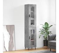 Buffet Haut Élégant en Bois d'Ingénierie Gris Béton 180 cm, Armoire de Rangement Moderne pour Salon et Entrée, Design avec Portes et Grand Espace de Stockage, Meuble de Séjour Stable