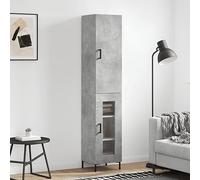 Buffet Haut Élégant et Moderne en Gris Béton 180 cm, Armoire de Rangement Salon Entrée avec Grand Espace, Bois d'Ingénierie Durable et Stable, Meuble de Séjour Design Contemporain