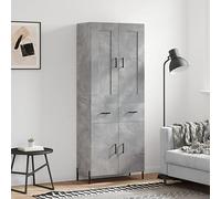 Buffet Haut Élégant Gris Béton avec Dessus, Armoire de Rangement Salon et Salle à Manger, Bois d'Ingénierie Durable 69.5x34x180 cm, Design Moderne et Stable