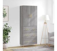 Buffet Haut Élégant Salon Chambre Gris Sonoma 180 cm Bois d'Ingénierie Métal Grand Rangement Meuble de Rangement Étagère Moderne Design Scandinave