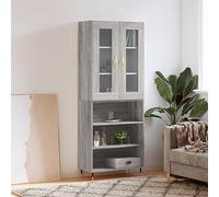 Buffet Haut Élégant Salon Chambre Gris Sonoma 180 cm, Meuble de Rangement Design en Bois d'Ingénierie Stable avec Portes et Étagères, Armoire Étagère Étroite pour Espace Limité