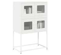 Buffet Haut en Acier laminé à Froid, Meuble de Rangement avec 4 Compartiments et 4 Portes, Meuble Cuisine Rangement, vaisselier Salle à Manger, Armoire de Cuisine, Blanc, 68 x 39 x 107 cm