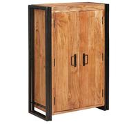Buffet haut en bois d'acacia - vidaXL - Marron - 65x33x100 cm - Style industriel - 2 portes - Poignées en métal