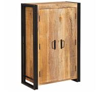 Vidaxl Highboard Avec Portes Bois De Mangue Massif Et Brut Et Métal