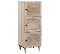 Buffet haut en bois de mangue - vidaXL - Blanc - 40x33x110 cm - 3 étagères - 3 portes - Usage intérieur