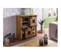 Buffet haut en bois de manguier 90x45x100, vernis beige, RAILWAY N° 3005