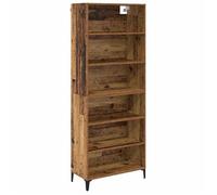 Buffet haut en bois d'ingénierie - vidaXL - Bois Ancien - 69,5 x 34 x 180 cm - Pieds en fer - Rangement multifonctionnel