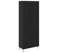 Buffet haut en bois d'ingénierie - vidaXL - Chêne noir - 69,5x34x180 cm - Avec tiroir - 4 portes - Assemblage requis