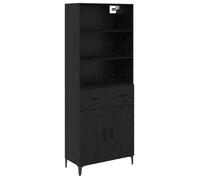 Buffet haut en bois d'ingénierie - vidaXL - Chêne noir - 69,5x34x180 cm - Avec tiroir - Avec 2 portes