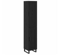 Buffet haut en bois d'ingénierie - vidaXL - Noir effet chêne - 34,5 x 34 x 180 cm - Rangement généreux - Design moderne