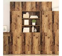 Buffet haut en bois recyclé 80 x 42,5 x 185 cm avec étagères et poignées en métal pour les espaces de vie modernes, design élégant avec finition mate, solution de rangement robuste