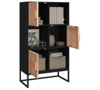 Buffet haut - FYDUN - A352137 - Noir - Bois d'ingénierie - 3 portes - Style scandinave
