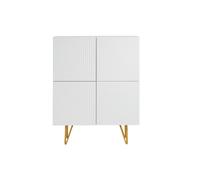 Buffet haut design gravé blanc mat et métal doré 4 portes L86 cm OZEN
