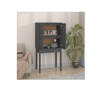 Vidaxl Buffet Haut Gris 60x40x120 Cm Bois Massif De Pin Marron