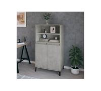 Vidaxl Buffet Haut Gris Béton 60x36x110 Cm Bois D'ingénierie Marron