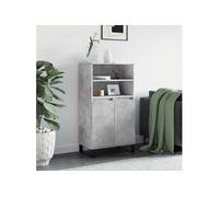 vidaXL Buffet Haut, Armoire avec 6 Compartiments et Portes, Meuble de Rangement avec Pieds Salle de Séjour, Industriel, Maison Gris Béton Bois d'Ingénierie