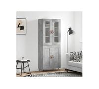 Vidaxl Buffet Haut Gris Béton 69,5x34x180 Cm Bois D'ingénierie Gris