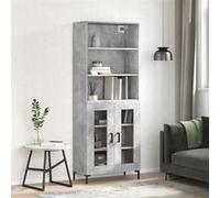 vidaXL Buffet Haut Gris béton 69,5x34x180 cm Bois d'ingénierie