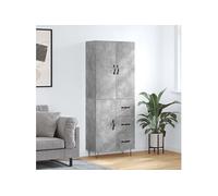 vidaXL Buffet haut Gris b¿¿ton 69,5x34x180 cm Bois d'ing¿¿nierie