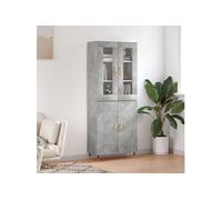 vidaXL Buffet Haut Gris béton 69,5x34x180 cm Bois d'ingénierie