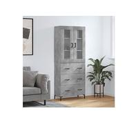 Vidaxl Buffet Haut Gris Béton 69,5x34x180 Cm Bois D'ingénierie Gris