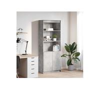Buffet haut gris béton 70x35x180 cm bois d ingénierie