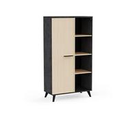 Buffet haut H 153 9 cm KENT Chene de fil Sidewalk 1 porte 4 niches