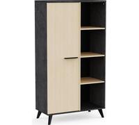 Buffet haut H 153,9 cm - KENT - Chene de fil / Sidewalk - 1 porte - 4 niches - DEMEYERE