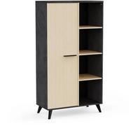 Buffet Haut H 153,9 Cm - Kent - Chêne De Fil / Sidewalk - 1 Porte - 4 Niches - Demeyere