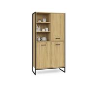 Idmarket Buffet Haut H. 160 Cm Detroit 3 Portes Avec Tiroir Design Industriel Multicolore