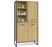 IDMarket Buffet haut Detroit H. 160 cm 3 portes avec tiroir design industriel multicolore