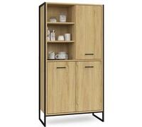 IDMarket - Buffet Haut H. 160 cm Detroit 3 Portes Design Industriel