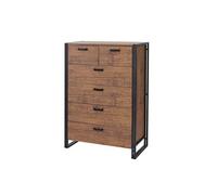 Buffet haut HWC-A27, 115x80x40cm, 6 tiroirs, aspect chêne