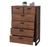 Buffet Haut Hwc-A27, 115x80x40cm, 6 Tiroirs, Aspect Chêne Marron