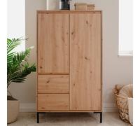 Buffet Haut Industriel Chêne Noir Meuble de Rangement Salon Moderne Homestyle4u