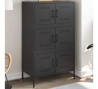 Buffet Haut Industriel Noir en Acier, Armoire de Rangement 6 Compartiments 68x39x113 cm, Meuble Salon Chambre Stable et Facile à Nettoyer, Design Intemporel pour Un Intérieur Élégant